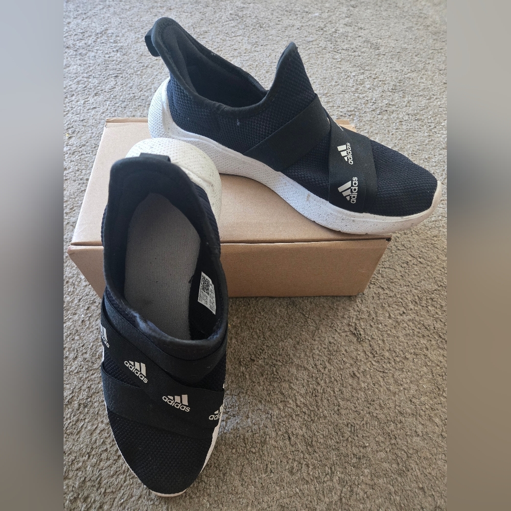 Adidas Black and White Slip-On Shoes